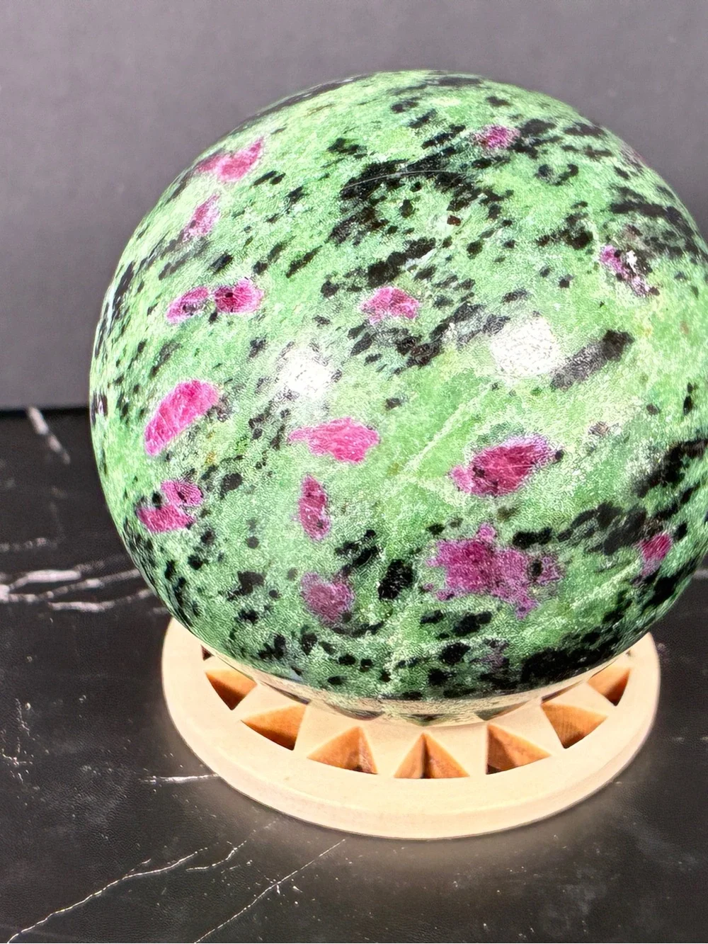 Ruby Moss - Ruby Zoisite Sphere – 58.5mm / 387g – UV Reactive